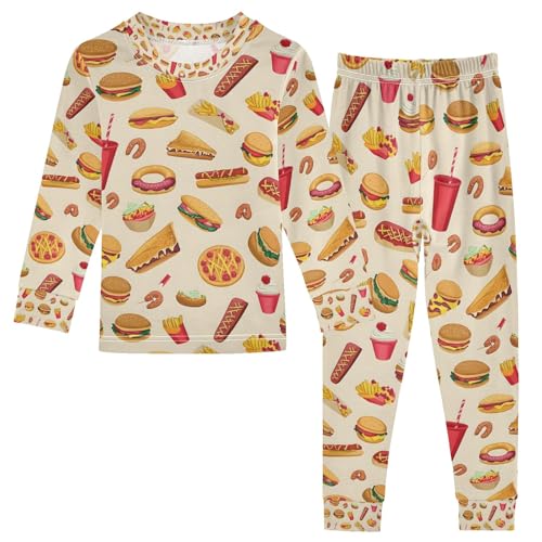 senya Burger Cola Pajamas Set Long Sleeve Soft Cotton Sleepwear 2 Piece