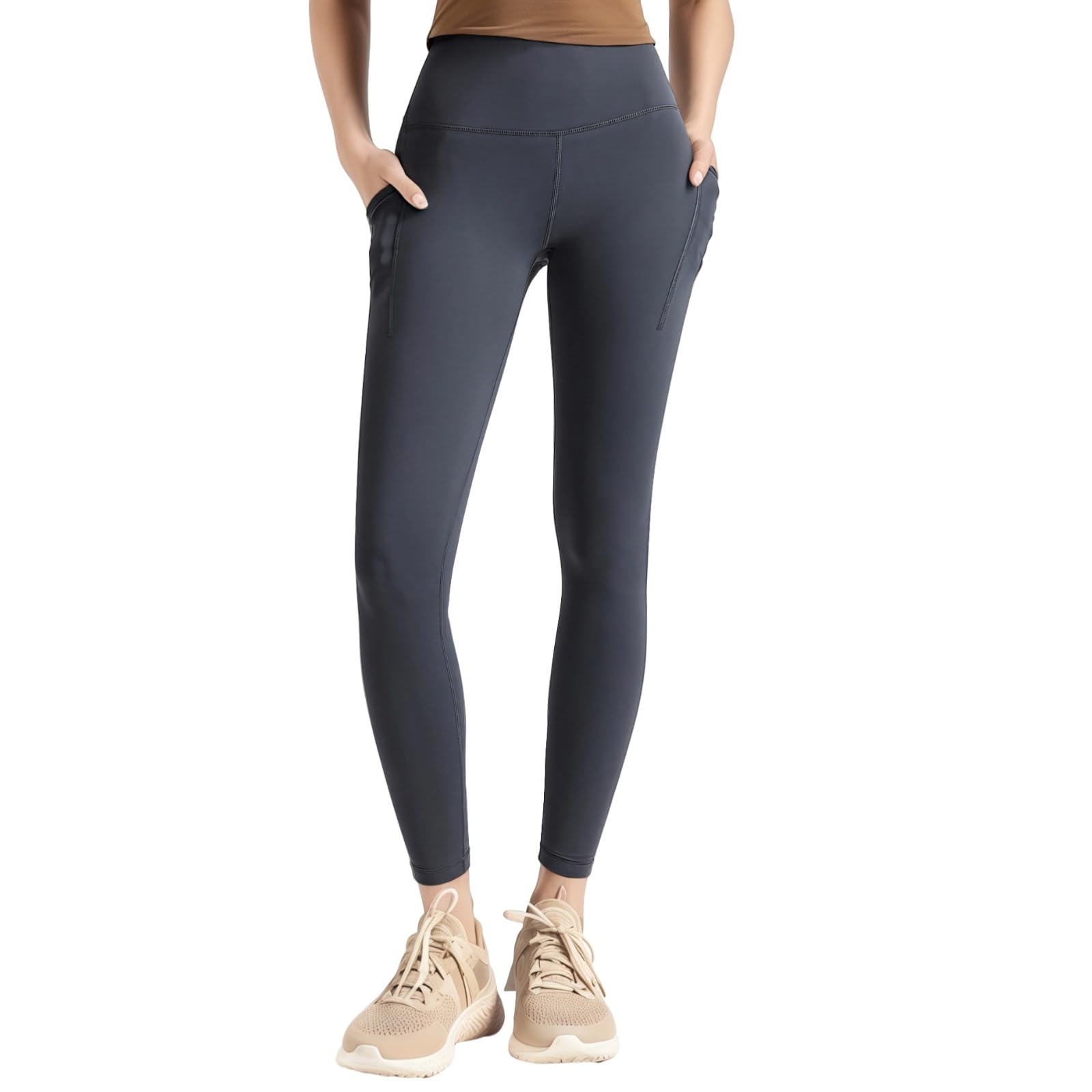 Bezszwowe legginsy do jogi z wysokim stanem dla kobiet, rozciągliwe szare spodnie treningowe do jogi i fitnessu, szary, 3XL