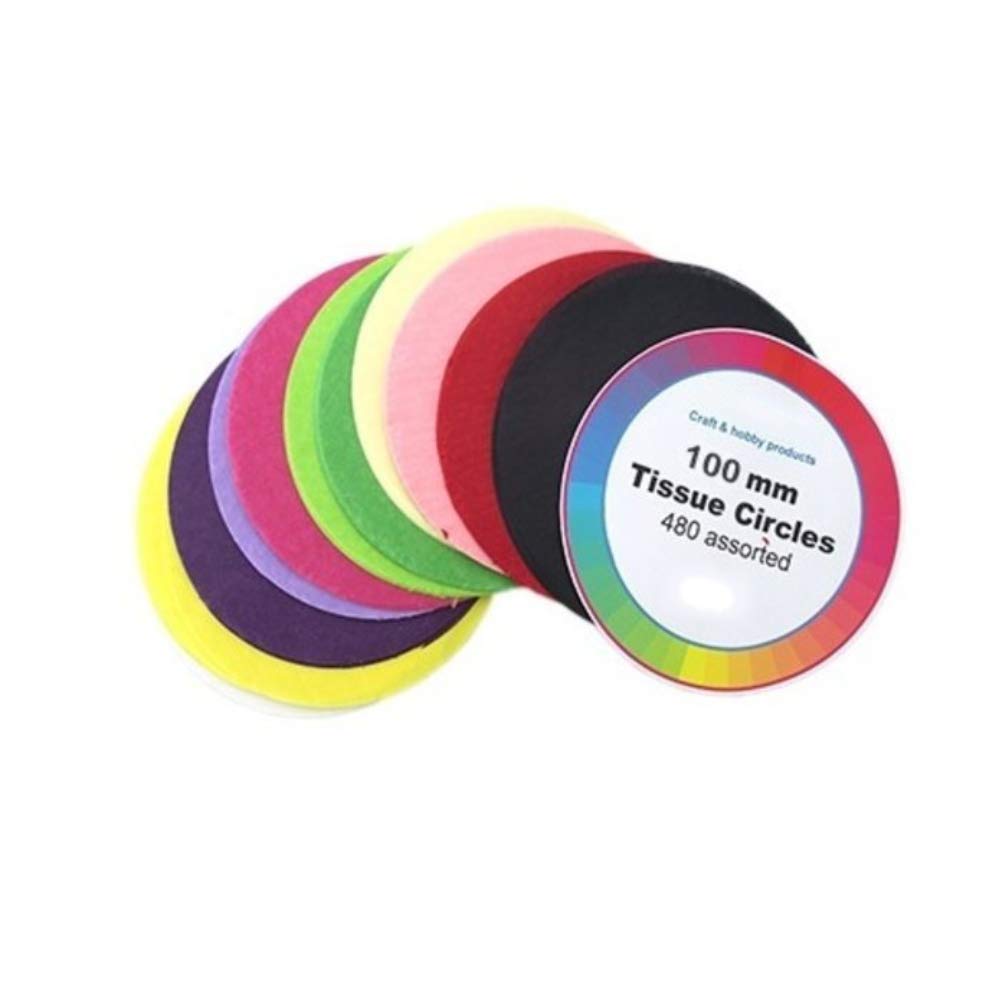 Crafty Capers 480 Assorted Colours Tissue Paper Circles for Kids Crafts - 100mm