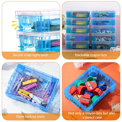 Image of Suzile 25 Pcs Plastic Crayon Boxes Bulk,Blue