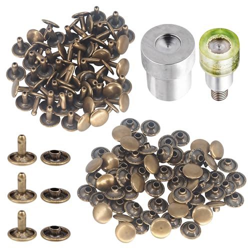 Rivets en laiton avec matrices pour presse verte - Lot de 100 rivets pour maroquinerie bricolage