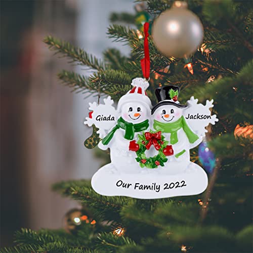 Maxora Personalized Snowman Couple Ornament 2022 - Christmas Family Of 2 Ornament - Snowman Christmas Tree Ornaments Family Of 2 - Free Customization #TOP2