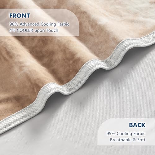 Image of EMME Cooling Blanket Queen Size (90 inchx90 inch), Q-Max 0.5 Cooling Blankets for Hot Sleepers, Ice Summer Blanket for Nights Sweats, Khaki Lightweight Sheet for Bed