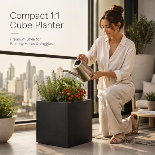 GSK Galvanized Steel Black Metal Square Planter for Indoor Outdoor Set of 2 by GSK - Used condition - Image 8