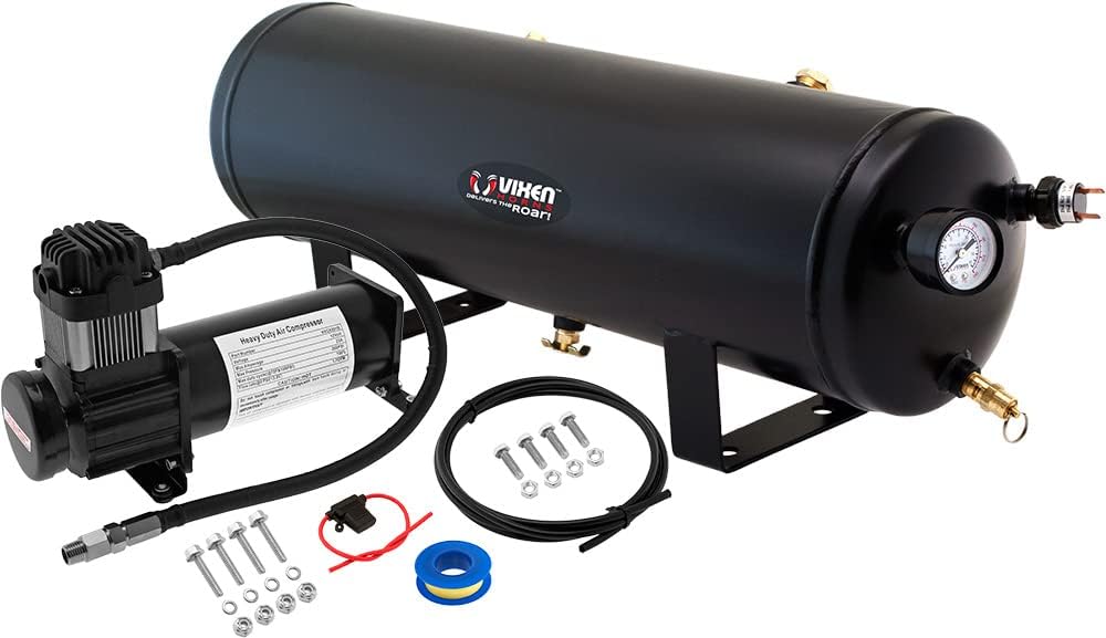 Vixen Horns 3 Gallon (12 Liter) Train/Air Horn Tank with 200 PSI Compressor Onboard System/Kit 12V VXO8330B