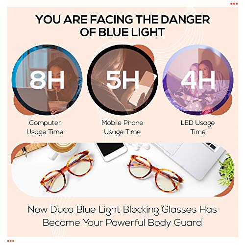 Image of DUCO Blue Light Glasses for Women Men Computer Gaming Glasses for Teens Anti Eyestrain Reading Eyeglasses Brown 1230