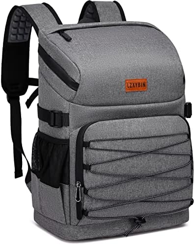 Backpack Cooler for Women, Small Soft Side Beach Back Pack Coolers 25 Cans Waterproof Cooler Backpack Insulated Leak-Proof for Hiking Kayaking Picnic (Gray)
