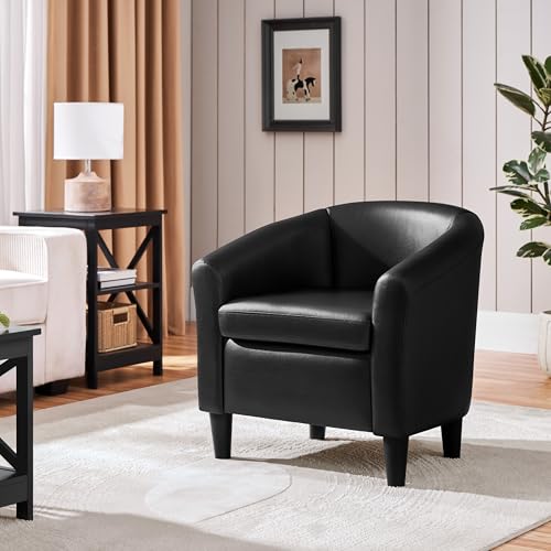 Sillón con tapizado en cuero sintético negro miniatura 4