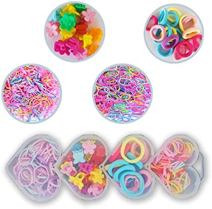 Baby Girls Mini Hair Claw Clips, Small Hair Ties, Multi Color Hair Tie Elastic Rubber Bands