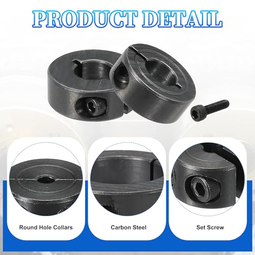 QUARKZMAN Langweilige 10 mm Einzelspaltwellenklemme 24 mm Außendurchmesser 9 mm Dicke Kohlenstoffstahl-Sperrklemme mit Set-Schraube & Sechskantschlüssel (Schwarz, Packung mit 4)