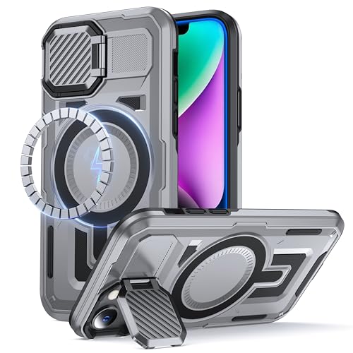 Coque iPhone 14 et 13 avec MagSafe antichoc militaire grise
