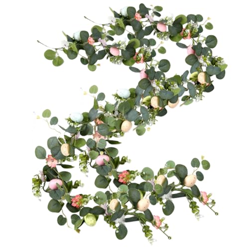 Ghirlanda di uova di Pasqua 2 pezzi Corona di primavera con uova artificiali - Ghirlande artificiali di Pasqua - per corona giardino interno festa casa camera da finestra