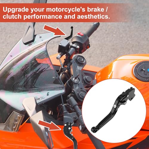 Partuto Motorcycle Short Brake Clutch Levers for KTM RC125 RC200 RC390 Motorbike Handlebar Brake Lever for KTM for DUKE 125 for DUKE 200 for DUKE 390 Adjustable Aluminum Alloy Black by Partuto - Used condition - Image 3