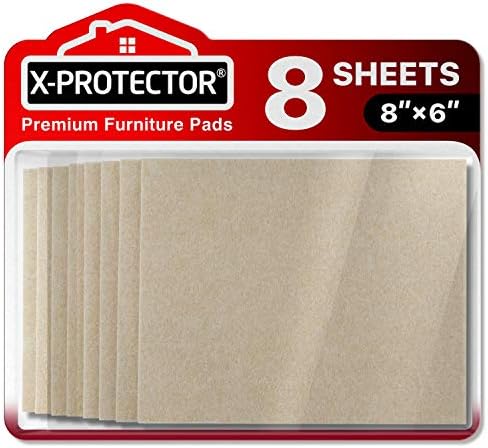 Felt Furniture Pads X-PROTECTOR - 8 Pack Premium 8”x6” Heavy Duty 1/5” Felt Sheets! Cut Furniture Felt Pads for Furniture Feet You Need – Best Furniture Pads for Hardwood Floors!