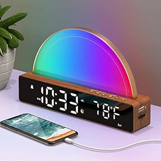 Sunrise Alarm Clock, Wake Up Light with Sunrise Simulation, Touch Control Bedside Lamp Dimmable Multicolor, Snooze, Sleep Aid, 10 Natural Sounds, LED Digital Alarm Clock for Heavy Sleepers Adults Kids