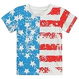 Little Boys T-Shirt 4th of July American Flag Short Sleeve Tops Stars and Stripes Patriotic Shirts f