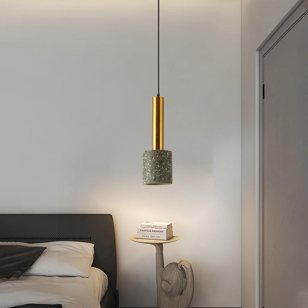 Miniaturowa lampa wisząca Cement Cylindryczna miedziana lampa sufitowa wisząca Czarny betonowy żyrandol przemysłowy Biały różowy Nowoczesna oprawa oświetleniowa do sypialni Nocna j