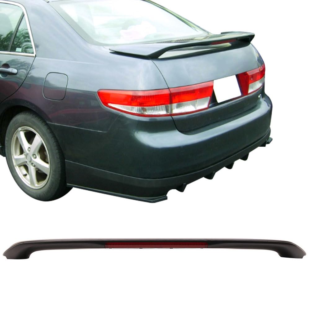 Trunk Spoiler Compatible with 2003-2005 Honda Accord LED 3rd Brake Light Sedan, Factory Style Black ABS Car Exterior Trunk Spoiler Rear Wing Tail Roof Top Lid by IKON MOTORSPORTS, 2004