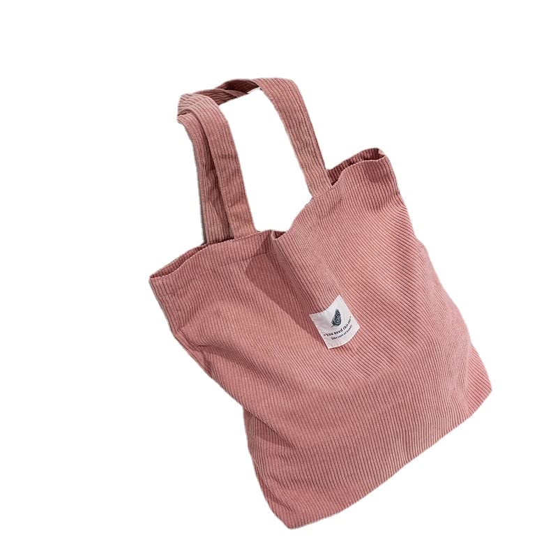 Sac fourre-tout en velours côtelé rose pour femme taille F