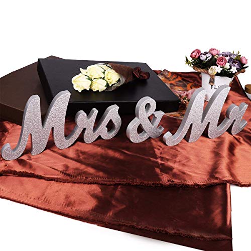 Mr And Mrs Signs Wedding Sweetheart Table Decorations, Wooden Freestanding Letters Wedding Shower Gift (Silver) #TOP5