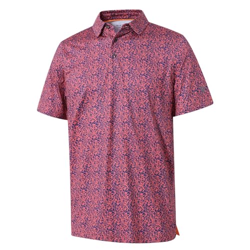 Image of Golf Shirts for Men Dry Fit Short Sleeve Print Performance Moisture Wicking Polo Shirt