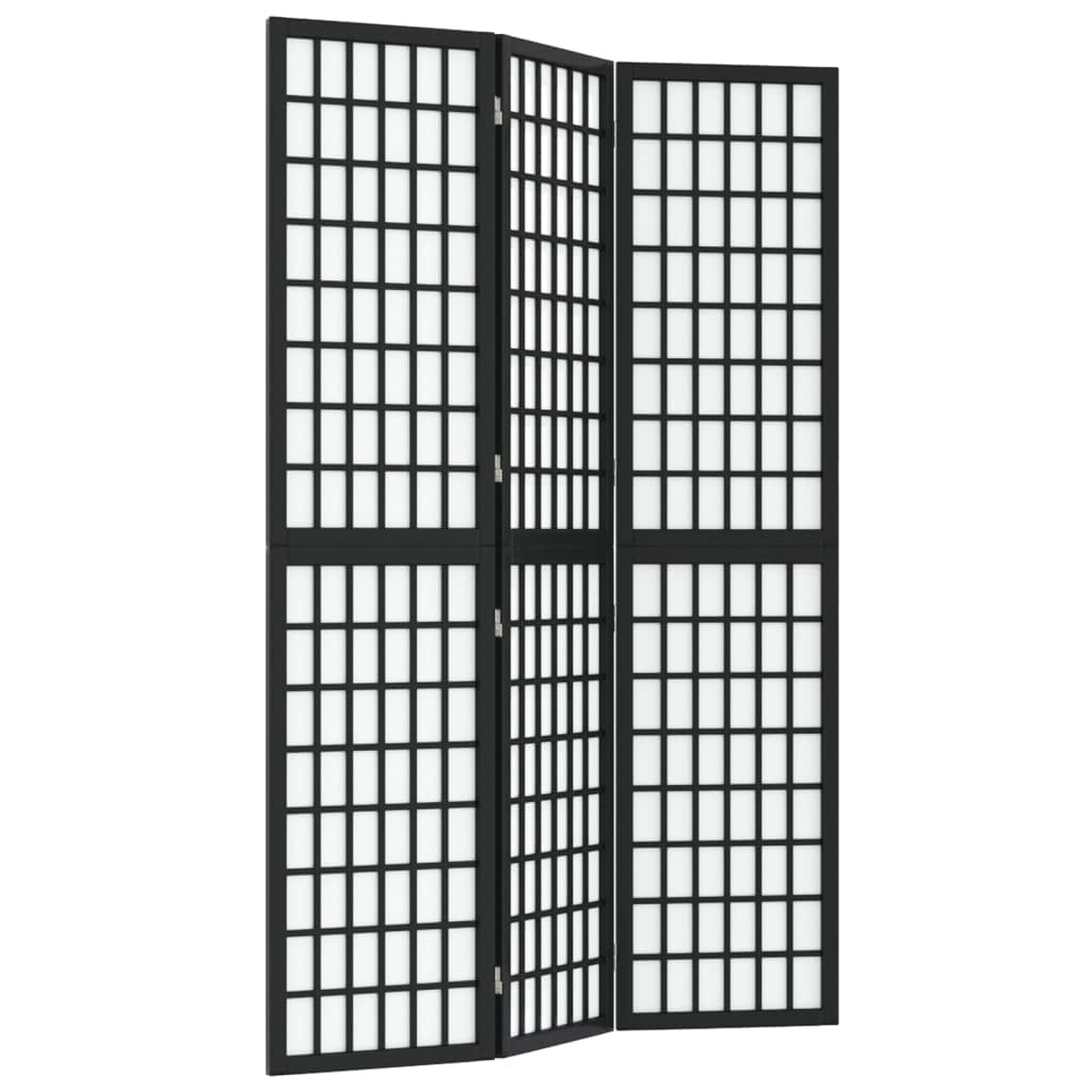Vidaxl Black Folding 3-Panel Room Divider Privacy Protection Screen Room Separator Paravent Wall Partition Panel Screen Japanese Style 120X170 Cm
