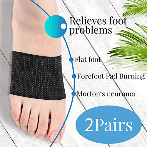 Image of Geyoga 2 Pairs Copper Foot Arch Support Compression Sleeves for Women Men