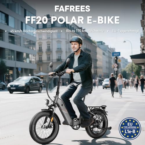 Fafrees FF20 Polar Fatbike E Bike Klapprad 20 Zoll mit 48V 10,4Ah*2 Akkus, E-Bike Damen Herren,...