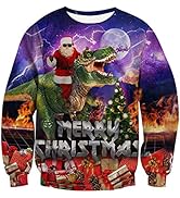 RAISEVERN Weihnachtspullover Damen - Lustiger Christmas Sweater Mit 3D Druck