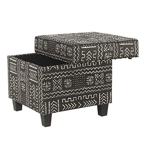 Image of Homepop Home Decor | K7342-F2267 | Classic Square Storage Ottoman with Lift Off Lid | Ottoman with Storage for Living Room & Bedroom, Onyx, Large