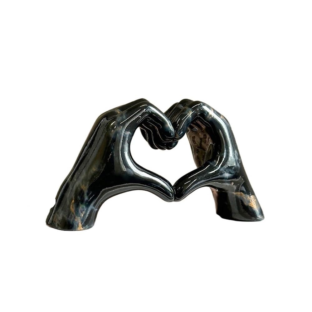 zhuyanbo007 Desk Statue, Heart Gesture Statue - Home & Office Decor, Desktop Ornament for Living Room, Bedroom(Black)