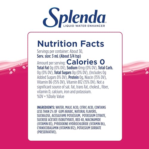 Image of SPLENDA Liquid Water Enhancer, Strawberry Watermelon, 3.11 Fl Oz | Sugar Free, Zero Calorie, Natural Flavor, Concentrated Drink Mix