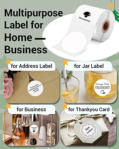 Image of Phomemo Round Labels 3 Rolls,1.96 inch, for M110 /M100 /M220 /M108, 420 PCS