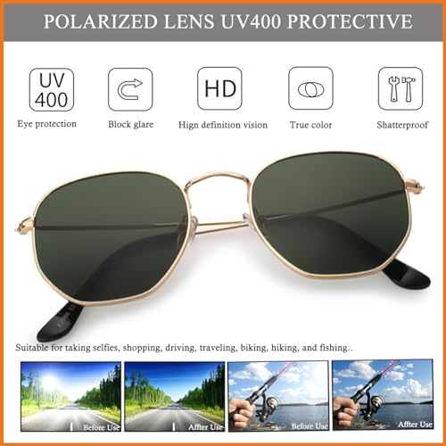 Hjstes HJSUN31C Kids Polarized Sunglasses For Girls Boys Children Vintage Hexagonal Metal Frame Uv Protection 50Mm thumb #4