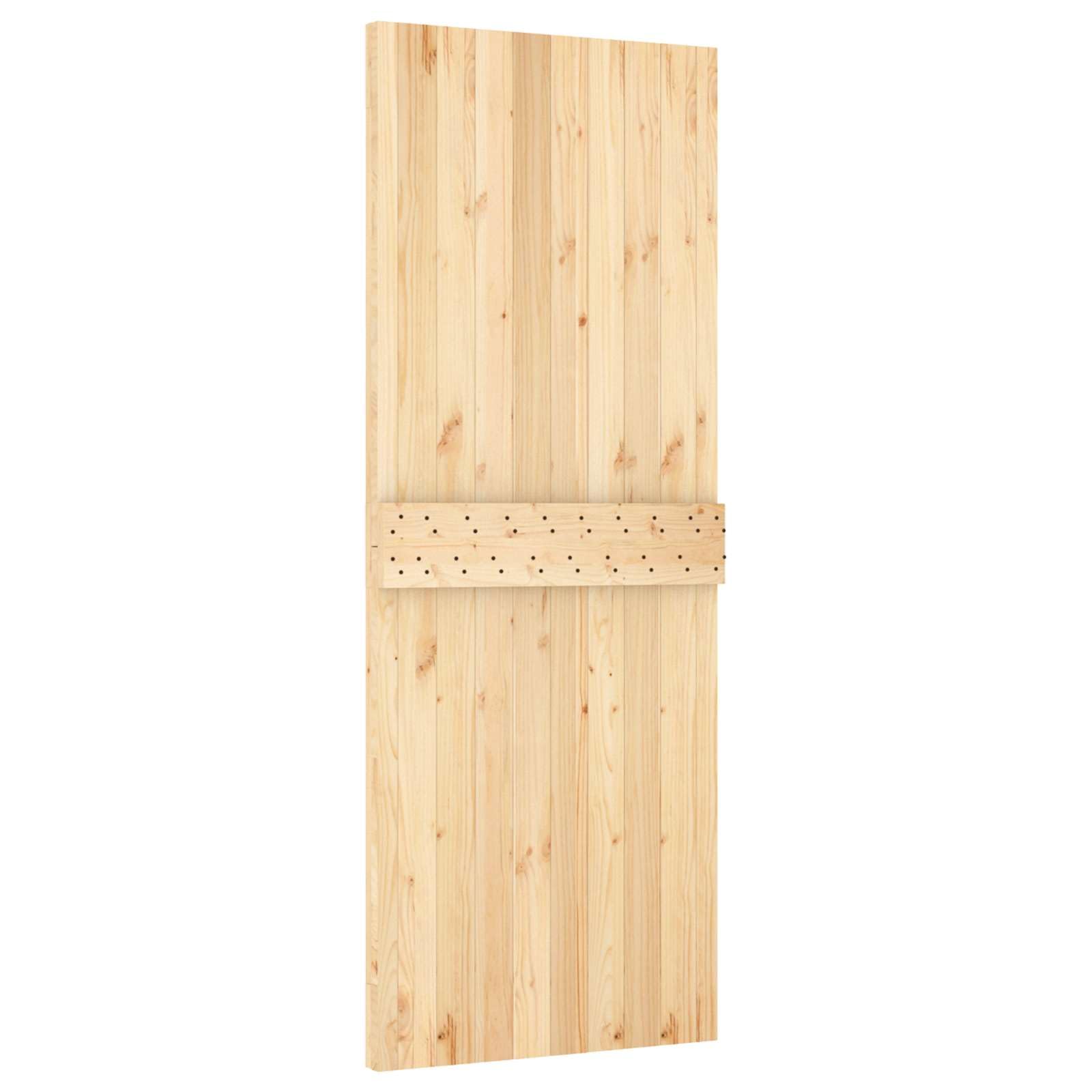 Drzwi przesuwne z naturalnego drewna sosnowego i czarne 80 x 210 cm