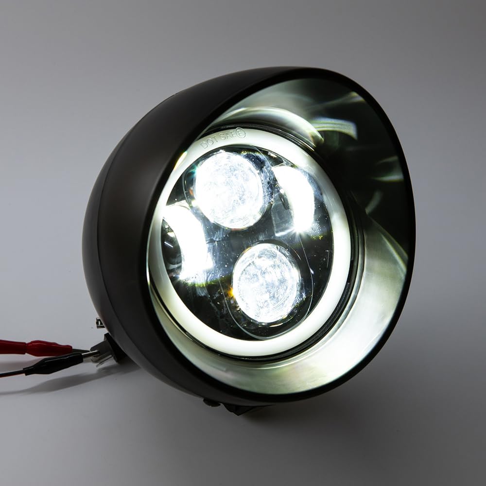 Motorcycle Headlight 5" Refit Vintage Head Lamp For Chopper Bobber Cruises Softail 883 Steed VLX 400 600 Magna 250 750 (Black Shell)