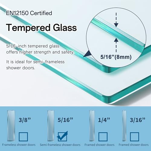 Botwinkle Frameless Sliding Shower Door, 55\" W x 75\" H, Frameless Glass Shower Door with 5/16\" (8mm) Clear Tempered Glass, Walk in Shower Doors with Bright Silver Finish, Stainless Steel Hardware