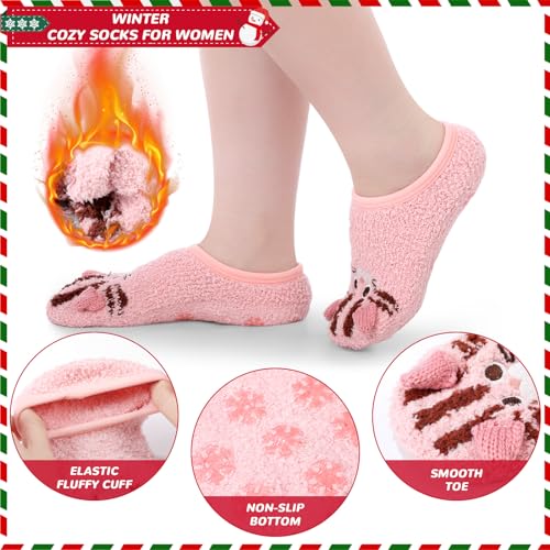 Suhine 9 Pairs Winter Non Slip Slippers Socks for Women Fuzzy Grippers Indoor Warm Soft Fluffy Sherpa Socks for Women's Gifts3