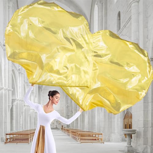 Baisdan 54"x54" Worship Flags for Dance Church, 2 Pack Praise Dance Flag Set, Beginner-Friendly Praise Flags With Flexible Rods & Carrying Bag, Gold by Baisdan - Image 6