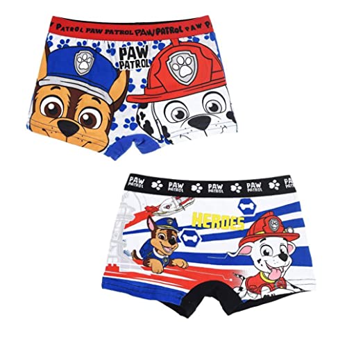 Paw Patrol Slip Boxers pour Garçon, Coton élastique Doux, Culottes sous-Vêtements Garçons et Tout-Petits, Conception Pat' Patrouille, Lot de 2, Taille 6/8...