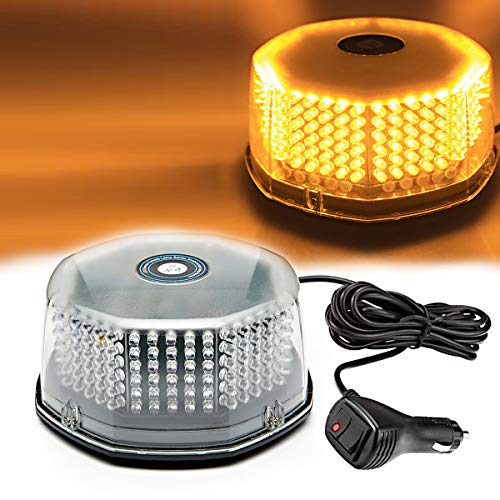 LE-JX Amber Led Beacon Strobe Light Rotating Truck Vehicle Car Roof Top Hazard Warning Flash Emergency Led Strobe Light 7 Flash Patterns 240 Leds 12 Volt with Magnetic Mount and Cigar Lighter Plug