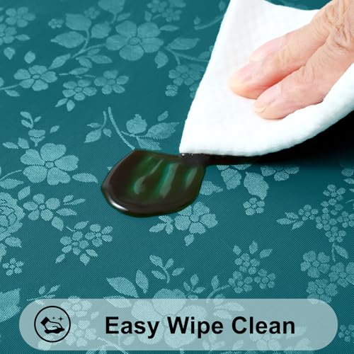 Image of Smiry Rectangle Table Cloth, Waterproof Heavy Duty Vinyl Tablecloths, Wipeable Washable Table Cover for Kitchen and Dining Room (Emerald Green, 70 inch X 90 inch)