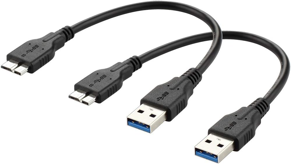 Promo 40% OFF USB 3.0 Micro Cable (2 Pack), 1ft USB 3.0 A to Micro B Cable Cord Compatible with Camera, Seagate External Hard Drive, WD Western Digital My Passport and Elements Hard Drives