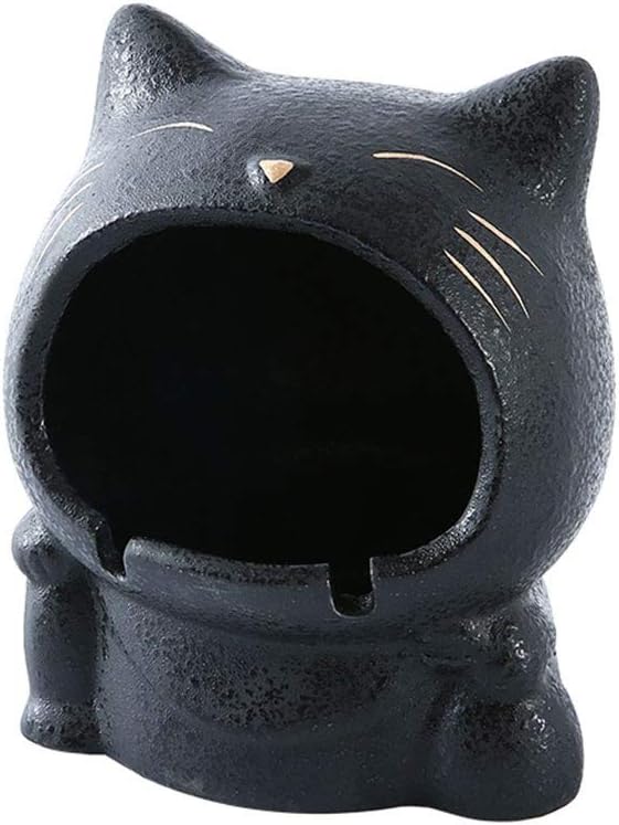 Ashtray Black Cat Ceramic Ashtray Car Home Office Indoor Outdoor Cute Animal Ashtray Without Lid Ashtray 4.33 * 5.11 Inches Portable Ashtray