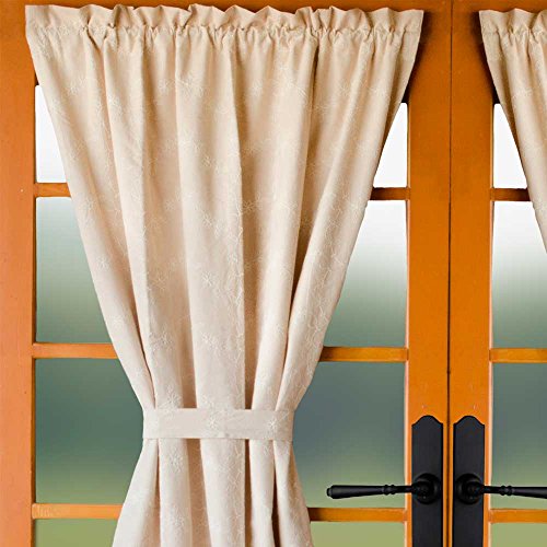 Candlewicking-Cream-42-x-72-Lined-Cotton-French-Door-Panel-by-Primitive-Home-Decors Candlewicking Cream 42 x 72 Lined Cotton French Door Panel by Primitive Home Decors