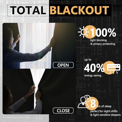 Image of Amzdecor Ombre Double Layer Full Blackout Window Curtains 52 inchx95 inch Grommet