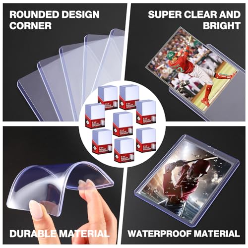 400 Card Sleeves Top Loaders for Cards Included 96 Pockets Top Loader Binder, 3" x 4" Baseball Card Protector Hard Plastic Card Holder for Sports Trading Cards (200 Toploaders + 200 Soft Sleeves) by Pemocyny - Used condition - Image 4