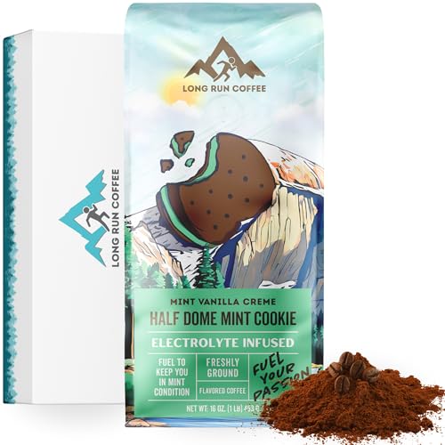 Image of Long Run Coffee - Hydrating Coffee with Electrolytes - All Natural Energy + Hydration + Recovery for Athletes - Stomach Friendly Electrolyte Coffee for Runners (1 lb, Mint Cookie)