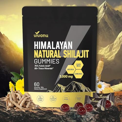 Shilajit* Gummies Pure Himalayan* micronutrient Supplement Himalayan Premium Ingredient with Shilajit Ashwagandha Gokshura Fulvic Acid & 85+ Trace Minerals I for Men & Women (3000MG/1 Bag)