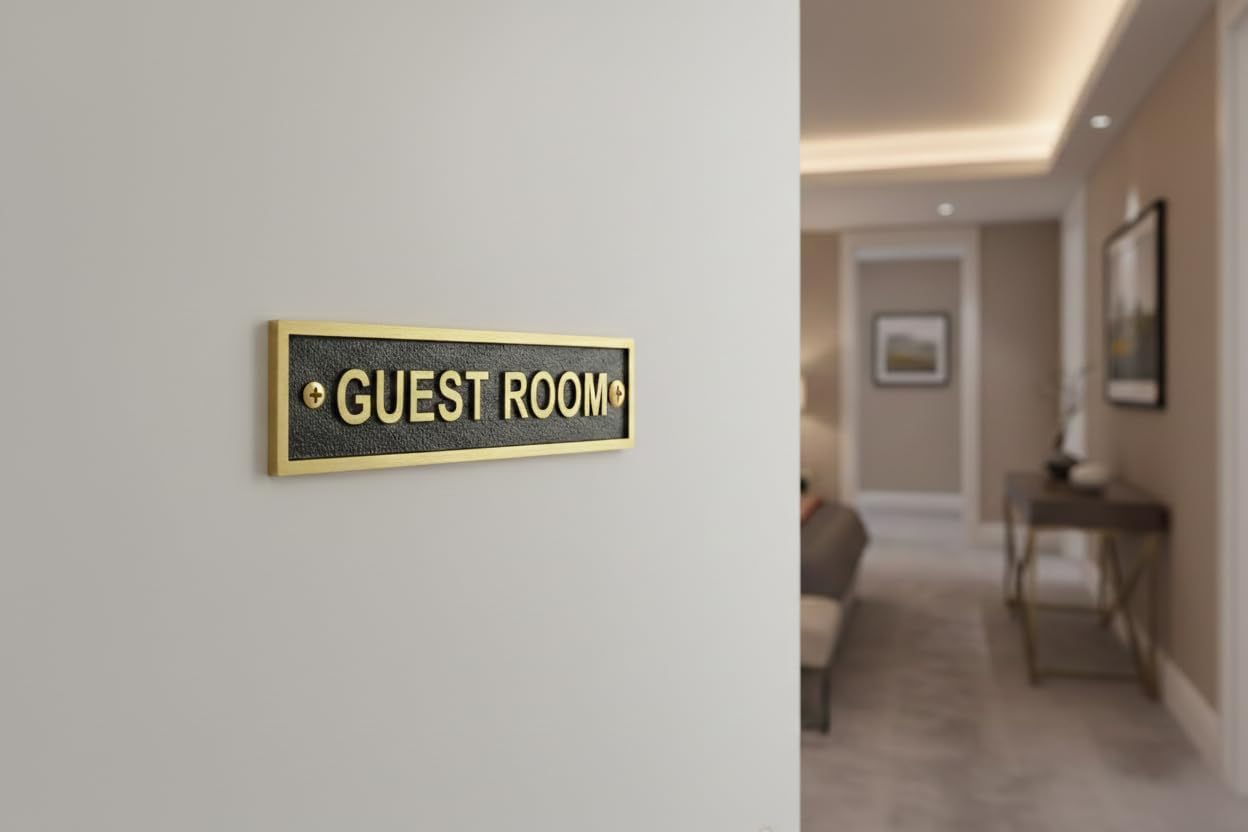 Custom Engraved Brass Nameplate Sign with Black Background – Personalized Metal Door Plaque for Home, Office Desk, Wall, Business Entrance & Gift Occasions
